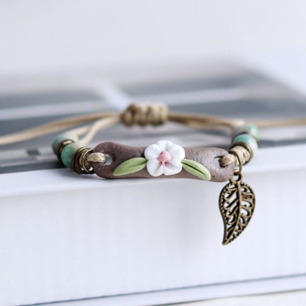 Wholesale clay color shoulder pole flower leaf Bracelet