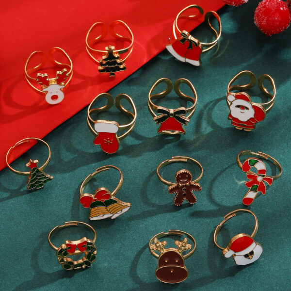 Wholesale Christmas Cute Cartoon Open Adjustable Band Rings