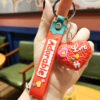 Wholesale Valentine's Day Peach Heart PVC Keychains