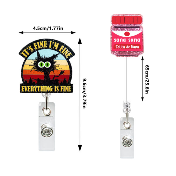 Wholesale Badge Reels Glitter Love Rainbow Medicine Bottle Badge Scroll ABS Retractable Keychain