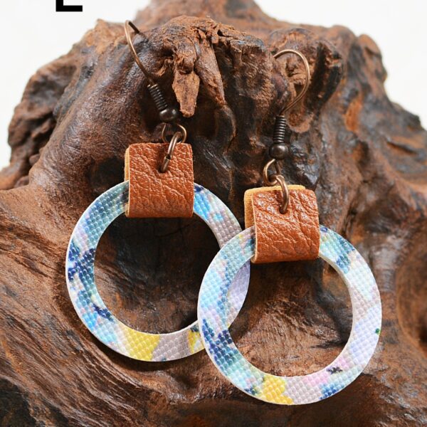 O1CN01huFhPs2HKyM4LWDEY_3294559133-0-cib Wholesale Flower Leopard Print Abstract Painting Graffiti Hollow Circular Leather Earrings