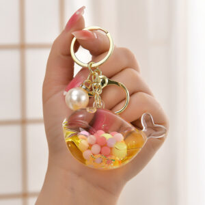 lemon yellow / Light gold buckle + oil bottle fish + pearls