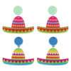 Wholesale Mexican Sombrero Rainbow Color Acrylic Earrings