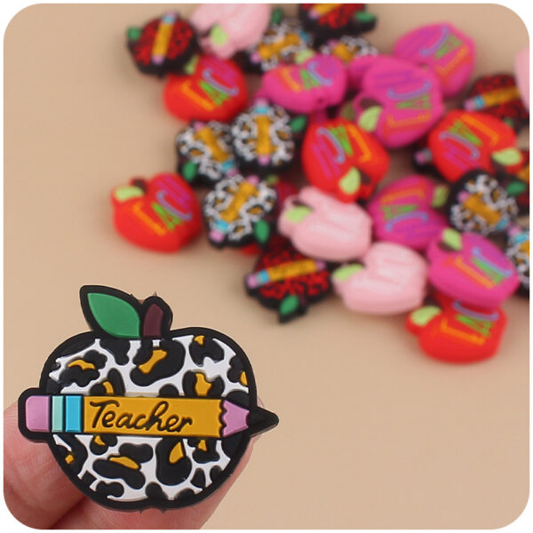 Wholesale Cartoon Apple Teacher Silicone Focal Beads