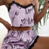 Whoelsale Lace Patchwork Suspender Pajama Set