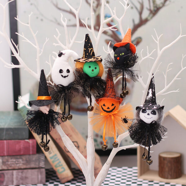 Wholesale Halloween Decoration Props Super Soft Cloth Pumpkin Witch White Ghost Gauze Skirt Doll Pendant