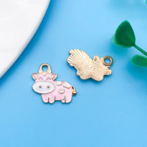 1 18x16mm oil dripping pink cow-13897-1.1g