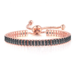 Rose Gold + rectangular black stone 2.5*5mm