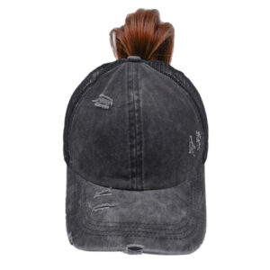Black and gray-Ponytail Hat / Free size