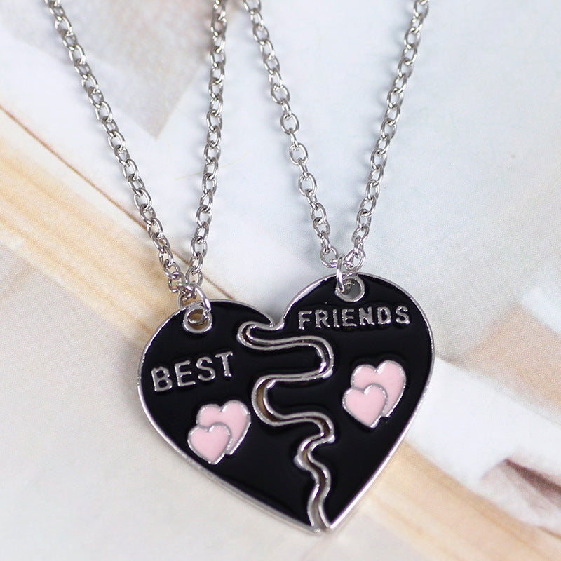 Wholesale Love ing BEST FRIENDS Alloy Necklace Clavicle Chain Two-piece Set