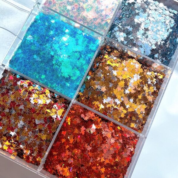 Wholesale Diy Handmade Glue Maple Leaf Sequins Hemp Material Special-shaped Decorative Glitter Powder Production Materials