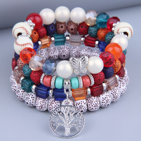 Wholesale Bohemian Multilayer Wooden Beads Alloy Bracelet