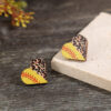 Wholesale Valentine's Day Wooden Heart Shape Leopard Print Stud Earrings
