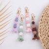 Wholesale Knitted Flower Silicone Beaded Lanyard Keychain