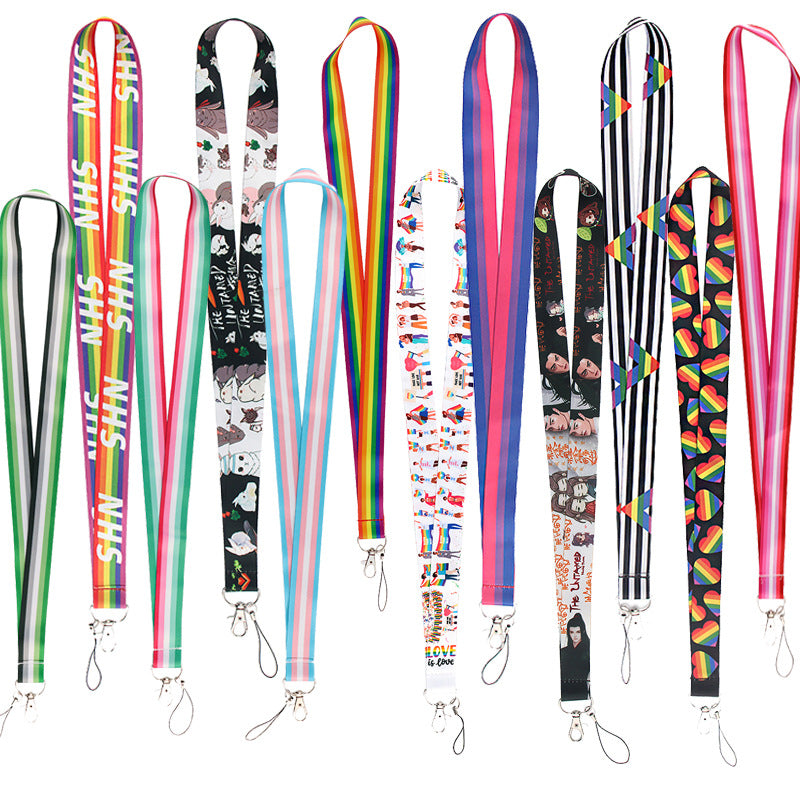 Wholesale Gay Rainbow lyester Badge Lanyard