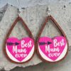 Wholesale Mother Water-saving Drop Shaped Love Wooden Earrings