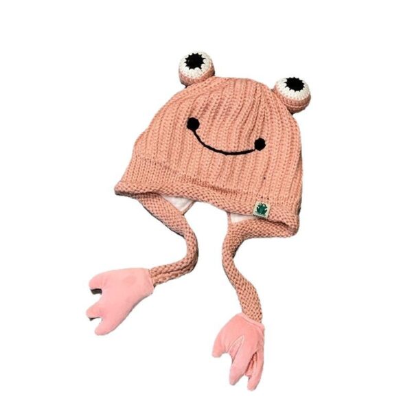 O1CN01i8VVjI28oRFyFS40J_2200744347979-0-cib Wholesale Cute Frog Knitted Wool Hats with Plush Polyester Ear Protectors