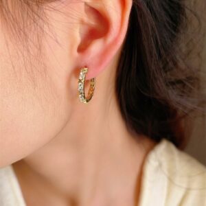 E0246 gold--1.5cm zircon earrings