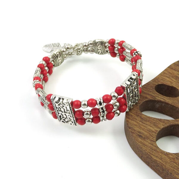 Wholesale Exaggerated Ethnic Style Fashion Tibetan Silver Miao Silver Turquoise Bracelet