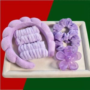 Purple headband, hairpin, hairpin, wrist 6-piece set (seam interface)