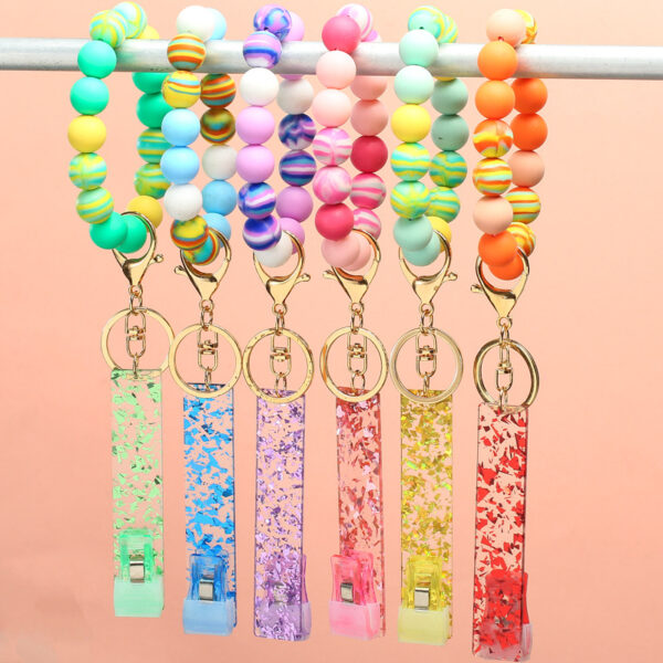 Wholesale ATM Card Reader Colorful Silicone Beaded Wrist Keychains