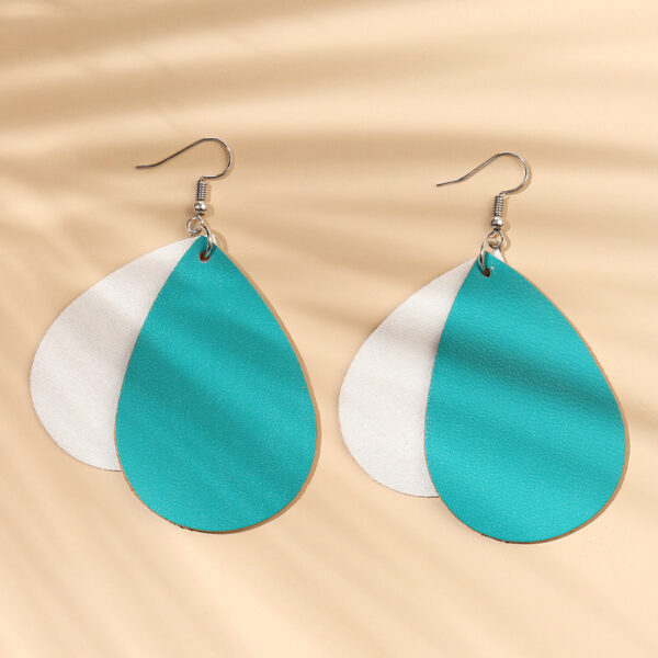 Wholesale Valentine's Day Colorful Love Letters Leather Double Layer Drop Shape Earrings