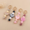 Wholesale Cartoon Silicone Heart-shaped Handmade Beaded Keychains