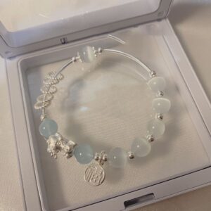 Cat's Eye + Aquamarine Small Pixiu Fu Brand Bracelet