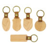 Wholesale Solid Wood PU Leather Wooden Keychains
