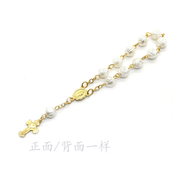 Wholesale Pearl Rose Sacred Heart Baptism Beads Rosary Bracelet