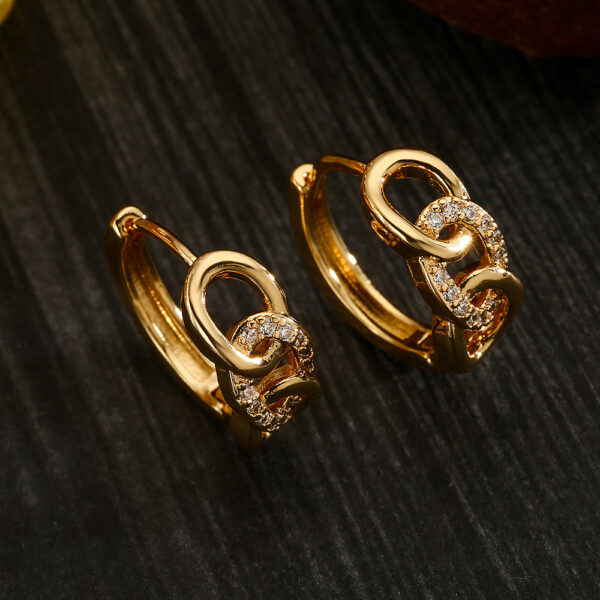 Wholesale Copper Plated 18K Gold Zircon Geometric Earrings