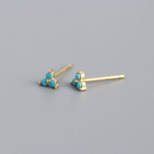Gold blue turquoise / 925 Silver