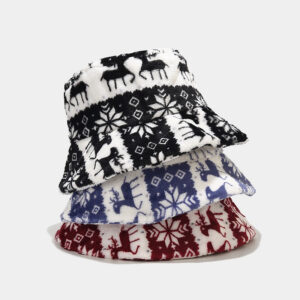 Wholesale Cotton Christmas Deer Pattern Bucket Hat
