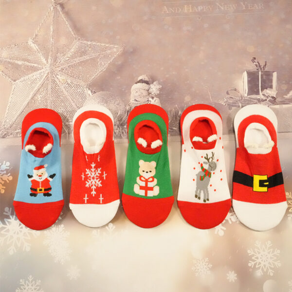 Wholesale Autumn and Winter New Christmas Christmas Stockings Cartoon Version Anti-slip Cute Red Socks