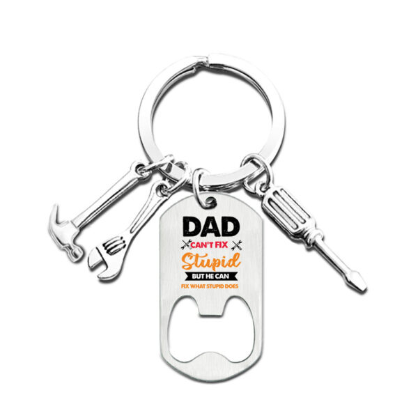 Wholesale Father's Day Bottle Opener Color Printed Stainless Steel Keychain