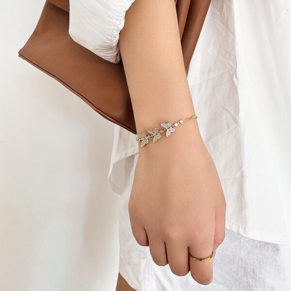 Wholesale Butterfly Micropaved Zircon Alloy Bracelet