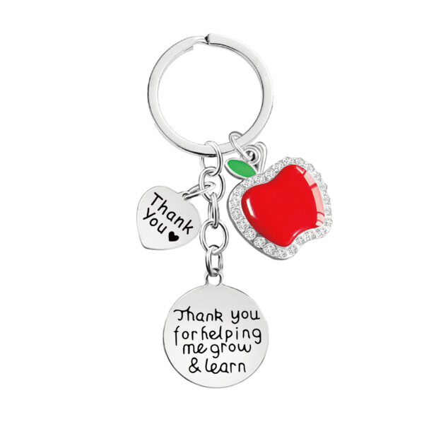 Wholesale Metal Love Drip Apple Teacher's Day Keychain