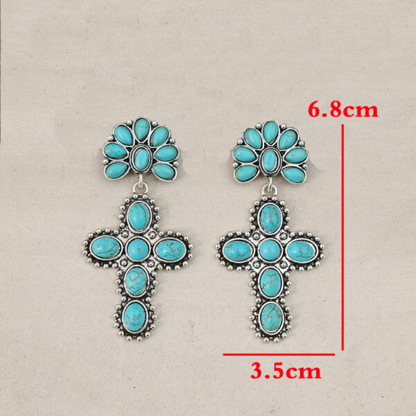 O1CN01iRDe221qyMeM9Kc0B_2206372095564-0-cib Wholesale Western Style Vintage Cross Stitching Half Flower Inlaid Turquoise Earrings