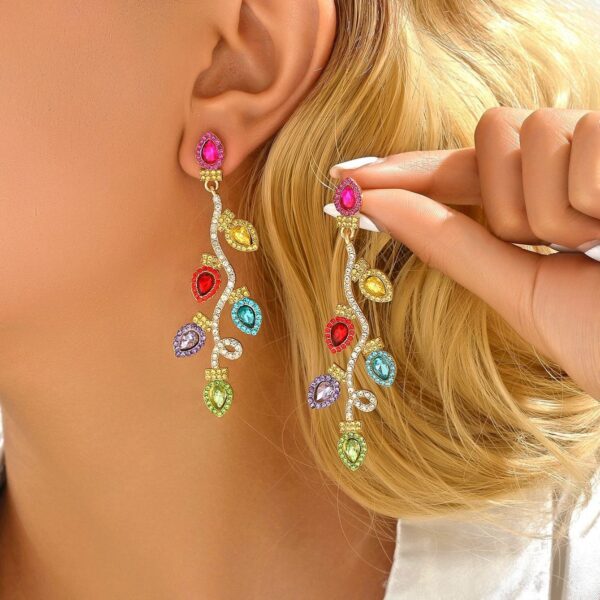 Wholesale Long Colorful Drop Crystal Christmas Light Bulb Earrings