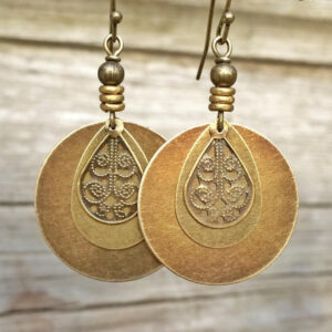 Wholesale Bohemian Retro Ethnic Style Bronze Circle Carved Earrings