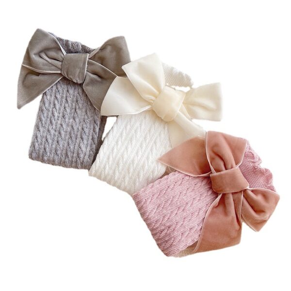 Wholesale Bow Knot Lace Baby Knee Medium Length Sock Chemical Fiber Sock