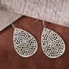 Wholesale Leather Hollow Mesh Non-standard Water Drop Earrings