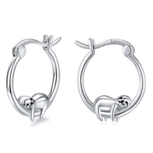 Wholesale 925 Silver Sloth Hoop Earrings