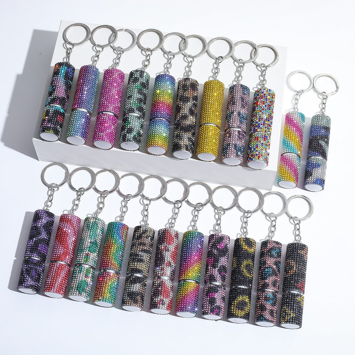Wholesale Colorful Leopard Print Rhinestone Perfume Bottle rtable Multifunctional Keychain