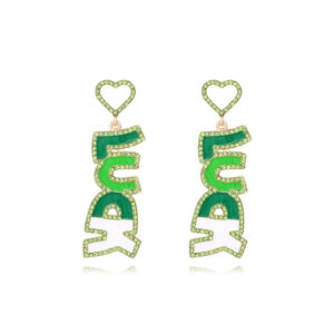 Wholesale Alloy Rhinestone LUCK  Mardi Gras Earrings
