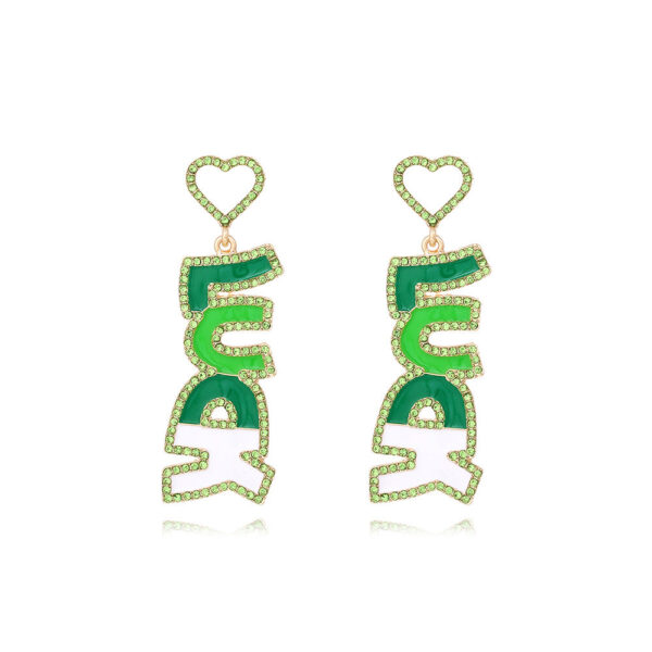 Wholesale Alloy Rhinestone LUCK  Mardi Gras Earrings