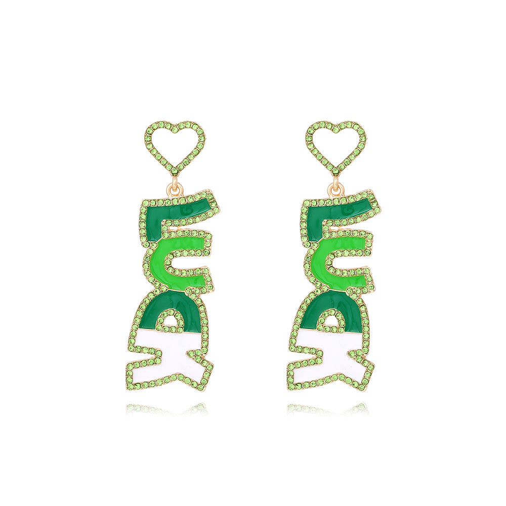 Wholesale Alloy Rhinestone LUCK Mardi Gras Earrings