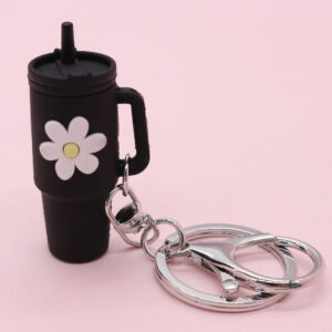 Black flower flower cup key chain