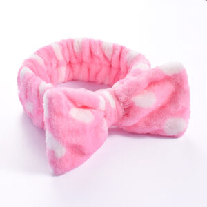 09#Pink white dots (bow headband)