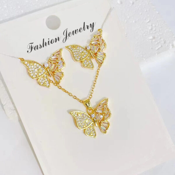 O1CN01iflW6N2JcURyxXh1z_2214043069442-0-cib Wholesale Butterfly Titanium Steel Necklace Color Preservation Micro-set Earrings Necklaces Set